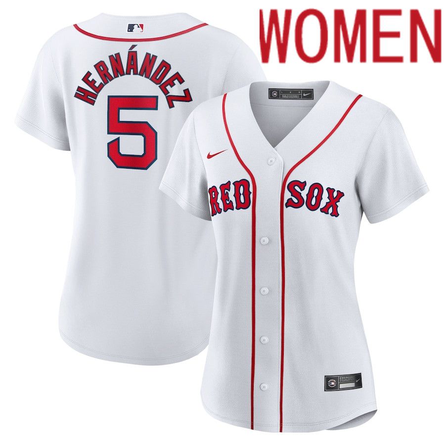 Women Boston Red Sox #5 Enrique Hernandez Nike White Home Replica Player MLB Jersey